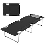 Outsunny Letto da Campeggio, Brandina Pieghevole e Imbottita con Cuscino, Nero 183 x 66 x 33cm