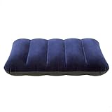 Intex 68672 - Cuscino Gonfiabile Camping Floccato Blu, Vinile, Blu, 43x28x9 cm