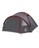 Justcamp Scott tenda campeggio 4 posti, tenda igloo con anticamera, cabina notte - grigio