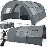 tectake® Tenda Campeggio per 6 Persone, Tenda Tunnel Stabile e Resistente, 4 Finestre con...