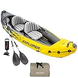 Intex 68307NP - Canoa Gonfiabile Explorer K2, 2 posti, con Accessori, PVC, Giallo, 312x91x51 cm