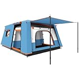 Outsunny Tenda da Campeggio per 5 Persone, Tenda Famigliare a Tunnel Impermeabile e Anti-UV per 3...
