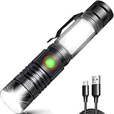 REHKITTZ Torcia LED 2000 Lumen Super Luminosa, 2500 mAh USB Ricaricabile ad Alta Capacità Portatile...