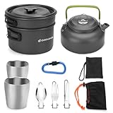 Odoland 11pcs Camping Cookware Kit Leggero Portatile Pentole Set, Grande per Backpacking, Escursione...