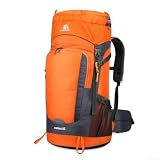Zaino da trekking da 65 litri, grande capacità, con nylon impermeabile, sistema posteriore in rete...