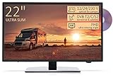 TV Led Full HD 22' per Camper ULTRA SLIM design - DVD/Usb/Ci+/Hdmi - 12/24/220 V - DVB-T2/S2/C -...