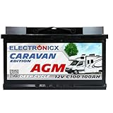 Electronicx batteria di alimentazione AGM Caravan 12V 100Ah / 100 Ah deep cycle sigillata senza...