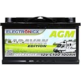 Electronicx batteria di alimentazione AGM Caravan 12V 100Ah / 100 Ah deep cycle sigillata senza...
