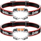 Gritin Lampada Frontale, [2 Pezzi] Super Luminosa Torcia Frontale LED con 3 Modalità di...
